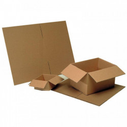 CAISSES KRAFT SIMPLE CANNELURE 60x40x40 CM  *PQT20* FSC 100% COMPOSTABLE