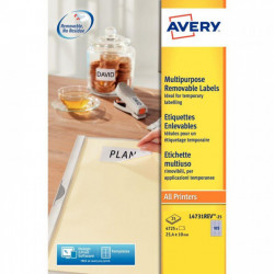 ÉTIQUETTES ENLEVABLE LA 25,4x10 BTE 25 FLES 4725 ETIQ. AVERY L4731REV-25