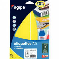 ÉTIQUETTES **ETUI DE 120** ADHÉSIVES 32X70MM JAUNE