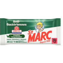 PAQUET DE 30 LINGETTES ANTIBACTÉRIENNE ST MARC