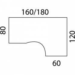 PLAN COMPACT 90° MISSOURI FAB FR RETOUR DROIT L.160xP.120 ET 60CM PLATEAU CHÊNE CLAIR/PIÈTEMENT ANTHRACITE VDF ET OBT.OPTION