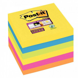 PAQUET DE 6 BLOCS DE 90 FEUILLES SUPER STICKY POST-IT, 76 X  76 MM, COULEURS CARNIVAL : CARNIVAL : J