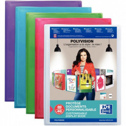 PROTÈGE-DOCUMENTS PERSONNALISABLE 20 POCHETTES 40 VUES P/ A4 COLORIS ASSORTI