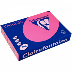 RAMETTE DE 500 FEUILLES DE PAPIER 80G DE FORMAT A4 ROSE FLUO TROPHEE CLAIREFONTA