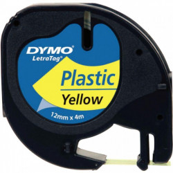 RUBAN LETRATAG PLASTIQUE 91202 S0721620  12MMx4M NOIR/JAUNE DYMO S0721620