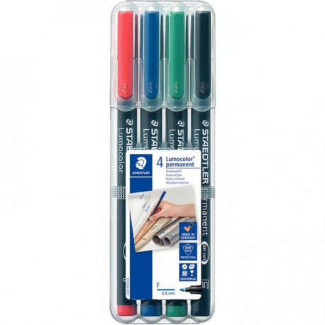 STAEDTLER ASSORTI  BOX 4 FEUTRES LUMOCOLOR PERMANENT FIN  STAEDTLE 318 W