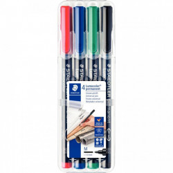 STAEDTLER ASSORTI  BOX 4 FEUTRES LUMOCOLOR PERMANENT MOYEN   STAEDTLE 31