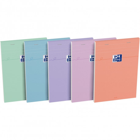 BLOC OXFORD SMART 80 FEUILLES, FORMAT A5, QUADRILLÉ 5X5, COLORIS PASTEL ASSORTIS