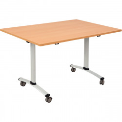 TABLE ABATTANTE RECTANGULAIRE L120XP80CM PLATEAU HÊTRE/PIÈTEMENT ALU