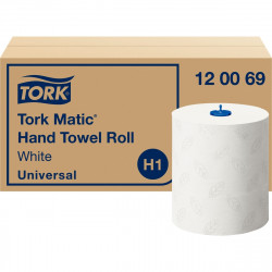 CARTON DE 6 ROULEAUX D'ESSUIE-MAINS TORKMATIC H1 2 PLIS BLANC