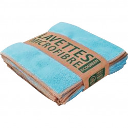 LAVETTE MICROFIBRE RECYCLÉE BLEUE 38X38CM  220GR/M² - LOT DE 5