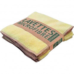 LAVETTE MICROFIBRE RECYCLEE JAUNE 38X38CM  220GR/M² - LOT DE 5