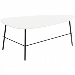 TABLE BASSE GALET ALLONGÉE BLANCHE PIET.NOIR L88 P58 H40