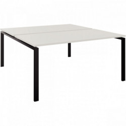 TABLE DE BUREAU SUR STRUCTURE PARTAGÉE PLATEAUX FIXES DÉPART P165XL120CM 4 PIEDS PLATEAU BLANC/PIÈTEMENT NOIR