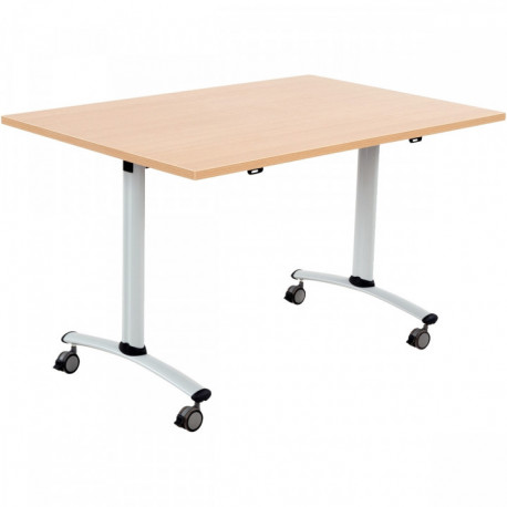 TABLE ABATTANTE RECTANGULAIRE L120XP80CM PLATEAU CHÊNE/PIÈTEMENT ALU