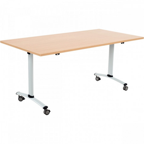 TABLE ABATTANTE RECTANGULAIRE L140XP80CM PLATEAU CHÊNE/PIÈTEMENT ALU