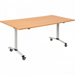 TABLE ABATTANTE RECTANGULAIRE L160XP80CM PLATEAU HÊTRE/PIÈTEMENT ALU