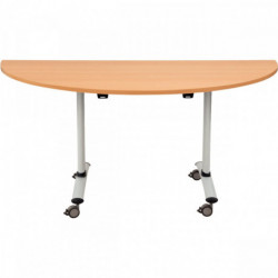 TABLE ABATTANTE DEMI-LUNE L160XP80CM PLATEAU HÊTRE/PIÈTEMENT ALU