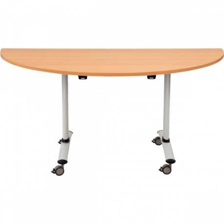 TABLE ABATTANTE DEMI-LUNE L160XP80CM PLATEAU HÊTRE/PIÈTEMENT ALU