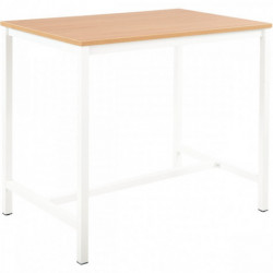 TABLE HAUTE L120XP80CM PLATEAU CHÊNE/PIÈTEMENT BLANC