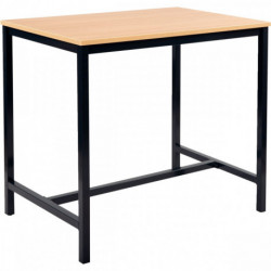 TABLE HAUTE L120XP80CM PLATEAU HÊTRE/PIÈTEMENT NOIR