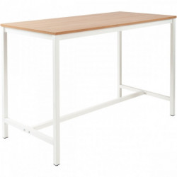 TABLE HAUTE L160XP80CM PLATEAU CHÊNE/PIÈTEMENT BLANC