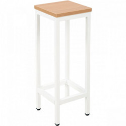 TABOURET H74CM PLATEAU CHÊNE/PIÈTEMENT BLANC