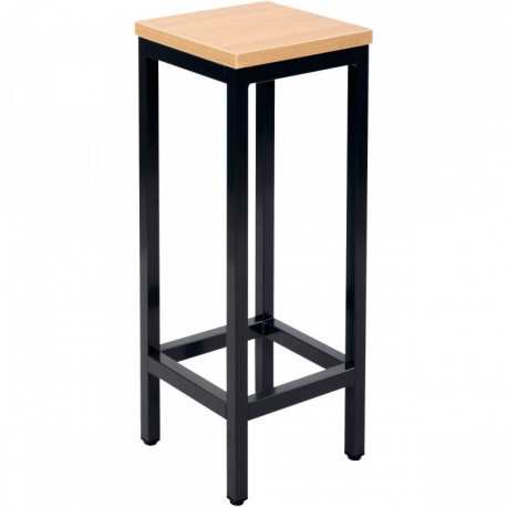 TABOURET H74CM PLATEAU HÊTRE/PIÈTEMENT NOIR