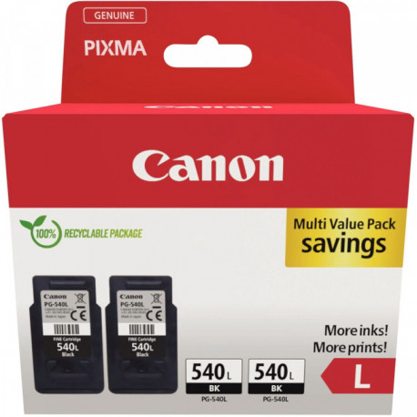 CANON 540L LOT DE 2 CARTOUCHES JET D'ENCRE NOIRE HAUTE CAPACITÉ AUTHENTIQUE (PG540BK L)