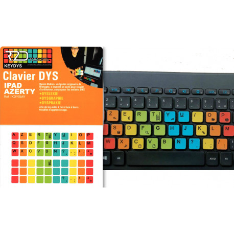 KIT D'ÉTIQUETTES POUR CLAVIER AZERTY IPAD POUR PERSONNES À TROUBLES DYS