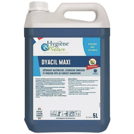 DEGRAISSANT DESINFECTANT DYACIL P/POSTE DESINFECTION CONTACT ALIMENATIRE BIDON 5L EN13697